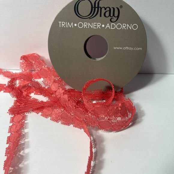 Coral Petite Lace Trim 12 Rolls Offray Crafts Scrapbook Card Making Gift 7/16" - Picture 12 of 14